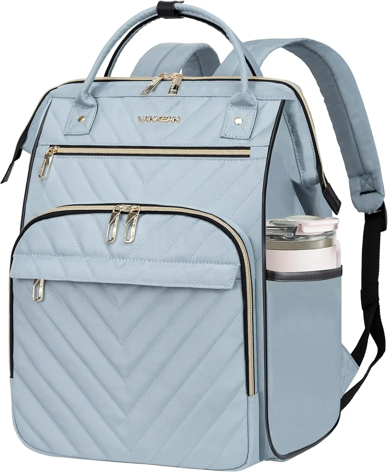 

17-дюймовый рюкзак для ноутбука для женщин и мужчин, водонепроницаемый большой емкости с карманами USB и RFID, светло-голубой рюкзак