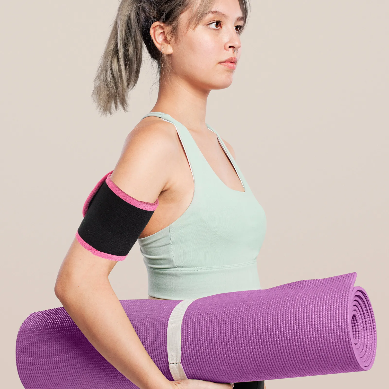 1Pair Slimming Arm Bands for Women Nylon Oxford Cloth Adjustable Sticky Fitness Arm Sleeves for Boxing Weightlifting Dancing