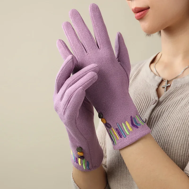 شاشة لمس شتوية مقاومة للبرد للنساء قابلة للتنفس ومضادة للانزلاق لركوب الدراجات قفازات يدوية عصرية دافئة للأصابع