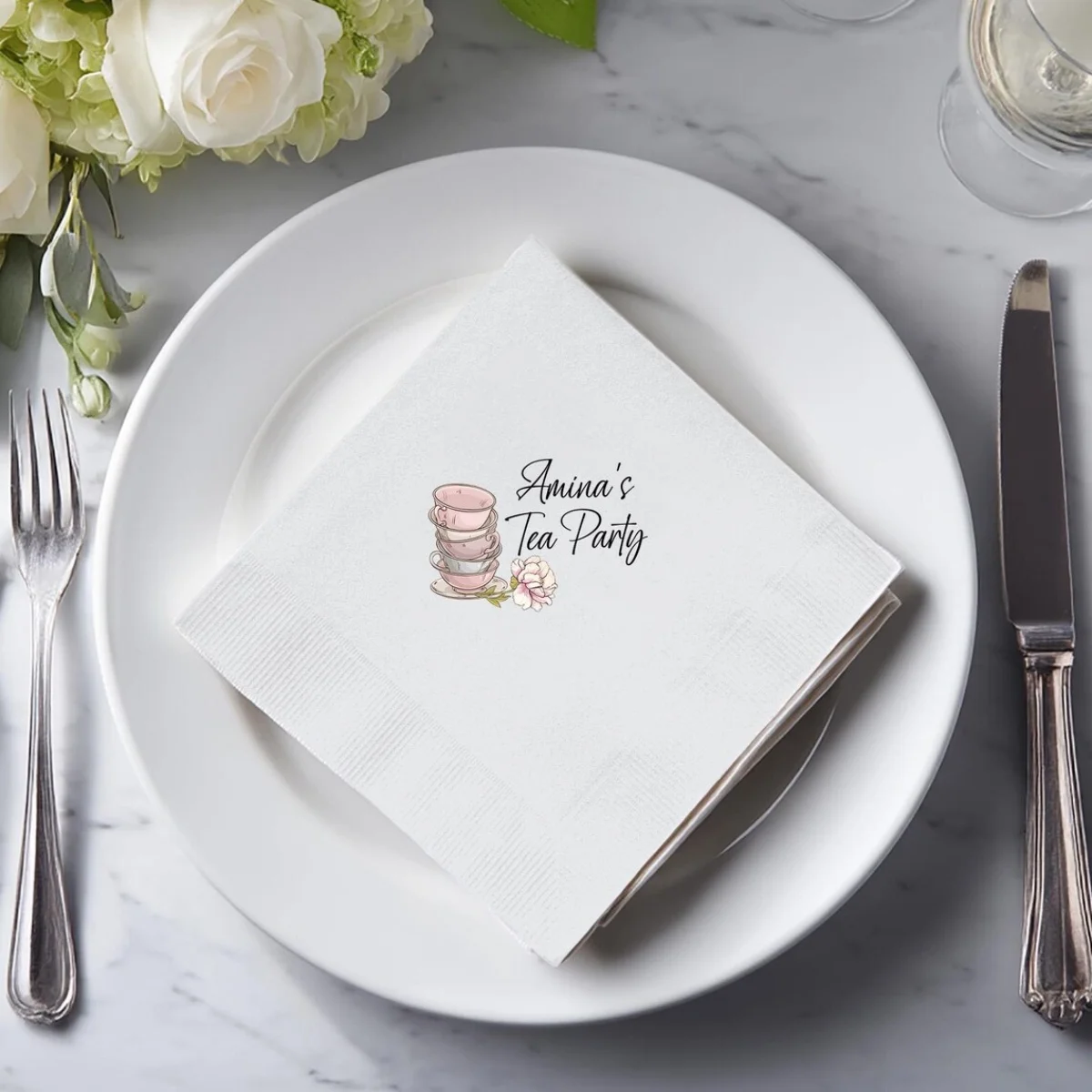 

50pcs Custom Tea Party Napkins: Personalized Bridal Shower Decor