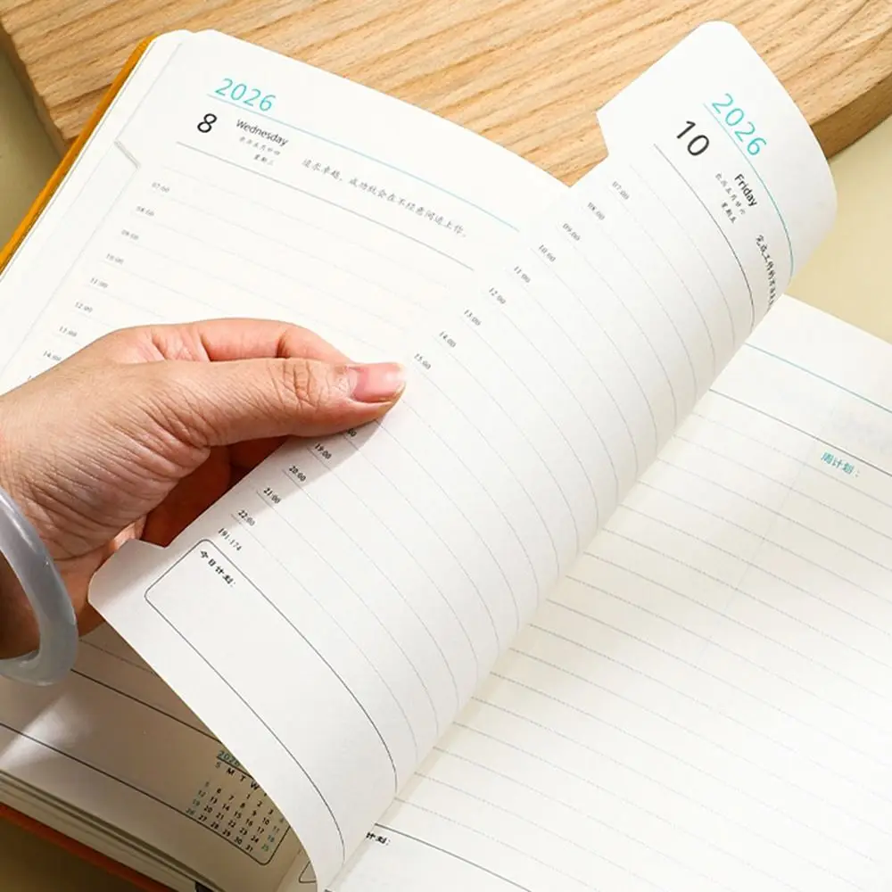 Engels 2026 Schema Planner Kladblok 12 Maanden Bladwijzer 365 Dagen Efficiëntie Notebook Draagbare PU Lederen Cover