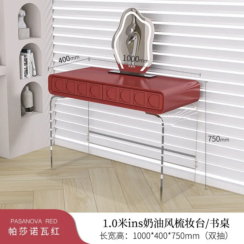 Solid wood paint dresser, bedroom cream wind suspension makeup table desk