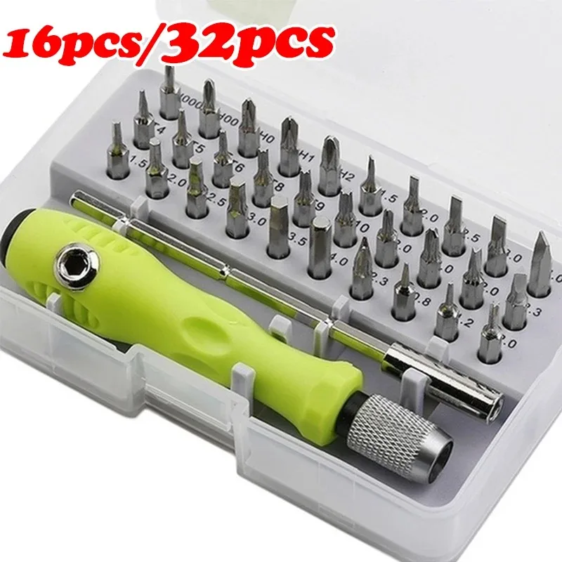 16/32pcs Motorcycle Repair Screwdriver Set Precision Mini Magnetic Screwdriver Bits Kit Phone Mobile IPad Camera Maintenance