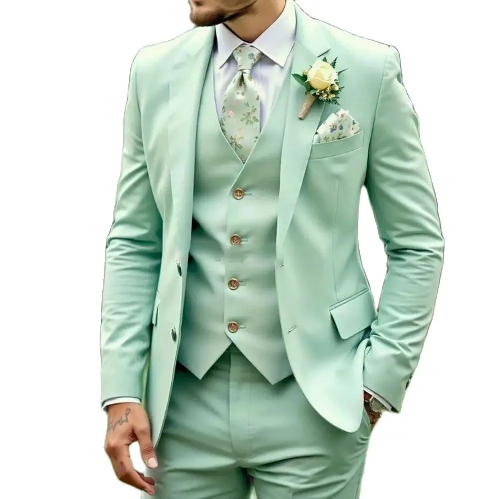 Elegante casamento masculino ternos 2025 de alta qualidade único breasted notch lapela magro 3 peça jaqueta calças colete conjuntos completos traje 2025