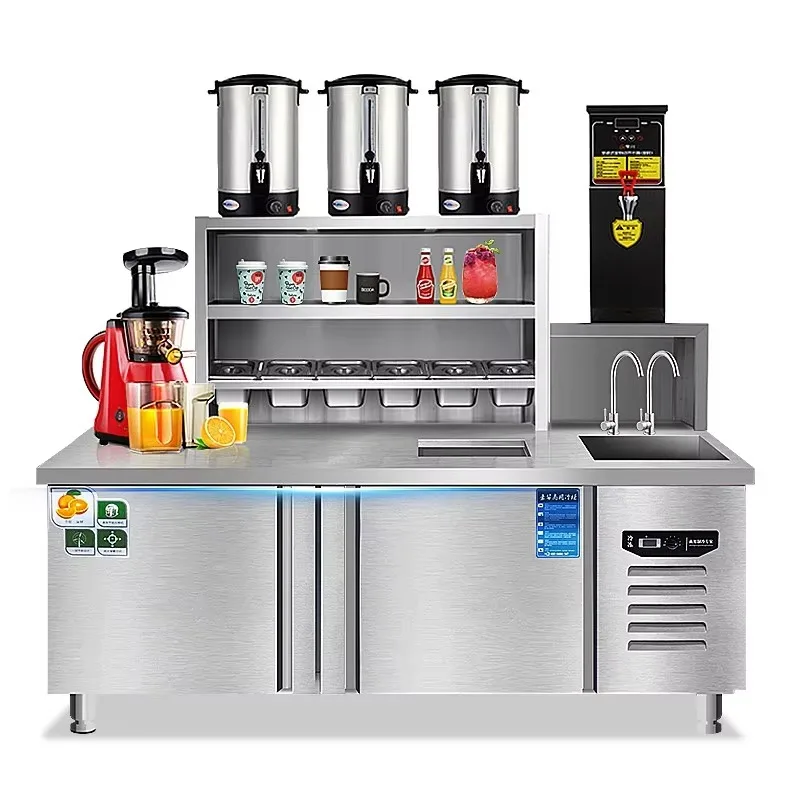 

Customize Stainless Steel 201 304 Complete Set of Equipment Snack Salad Milk Tea Counter