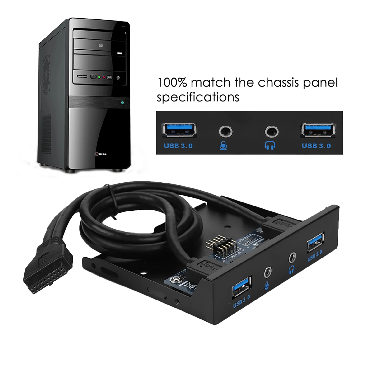 لوحة أمامية مرنة USB اللوحة الأمامية USB3.0 الصوت لوحة أمامية مرنة 3.5 بوصة 2 واجهات USB3.0 مع ميكروفون الصوت USB3.0 اللوحة الأمامية #1