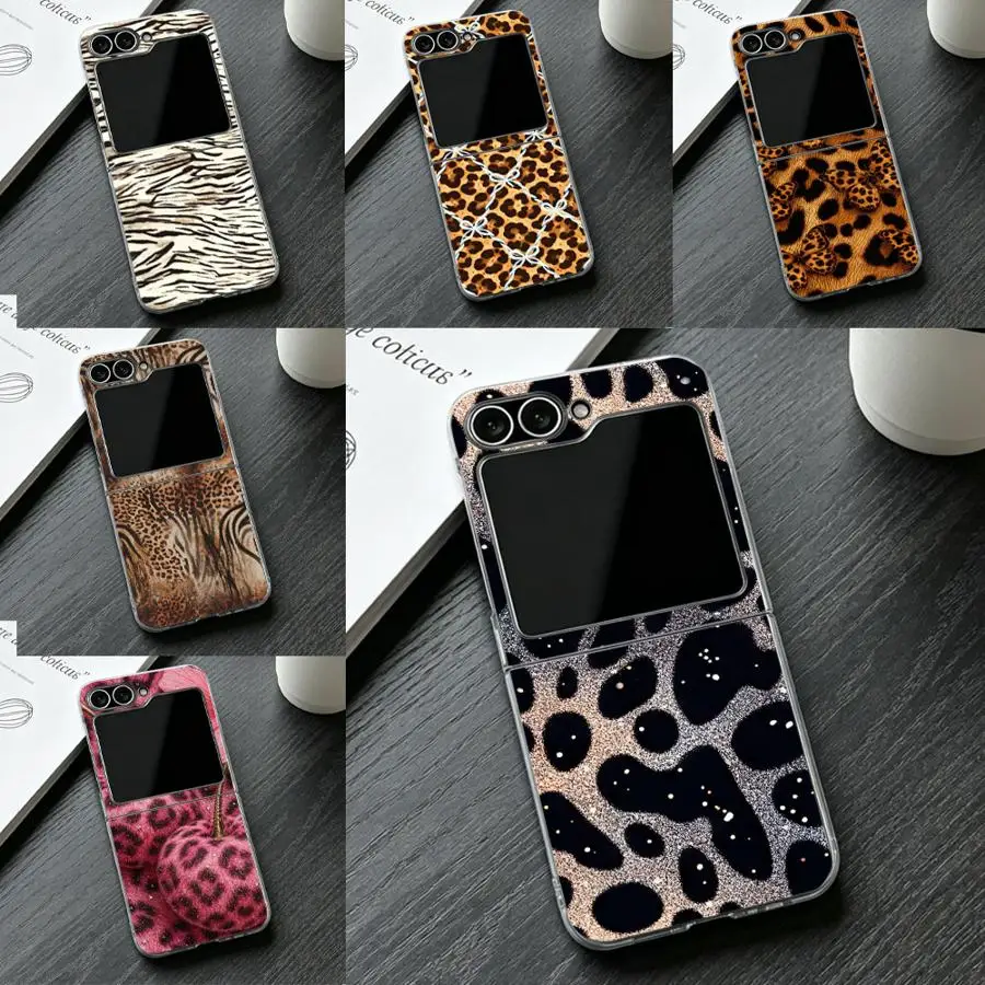 Butterfly Leopard Print Case for Samsung Galaxy Z Flip 7 ZFlip6 Z Flip 6 5 4 3 ZFlip3 ZFlip7 FE ZFlip5 ZFlip4 Transparent Soft