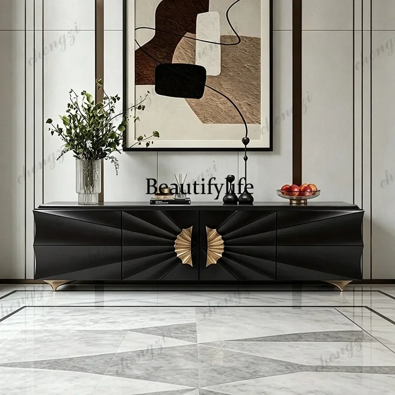 A68Italian light luxury 2 meters TV cabinet creative engraving living room household storage low cabinet modern storage cabinet