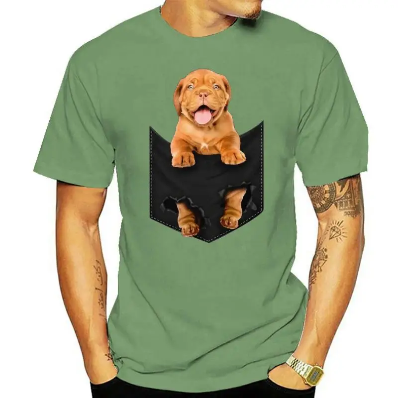 Men's Dogue De Bordeaux Pocket T-Shirt Customizable Mid-T-Shirt Women's T-Shi Personalized Hand-Painted Design Service
