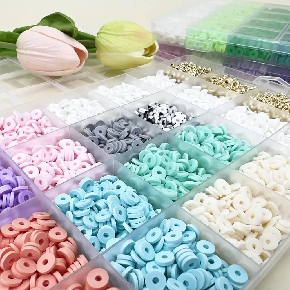 Kit de contas de argila pastel para fazer pulseiras, kit de pulseira de amizade para artesanato, concerto, raves, presentes