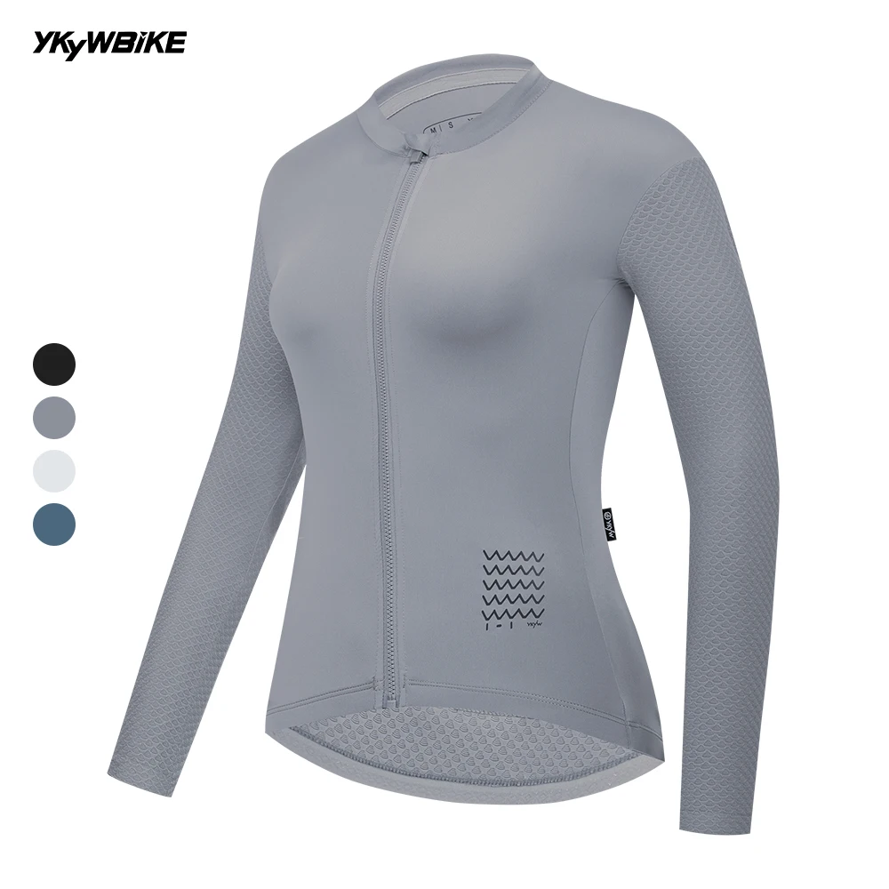 YKYWBIKE 2025 Women Cycling Jersey Long Sleeve Spring Breathable Road Bike Shirt Full YKK Zipper Female Bicycle Jersey