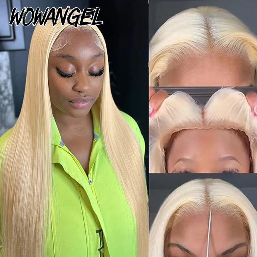 WowAngel 5x5 HD Lace Closure Wigs Human Hair 613 Blonde Straight Wig Pre Plucked 3s Wear to go Guleless HD Lace Wigs For Woman