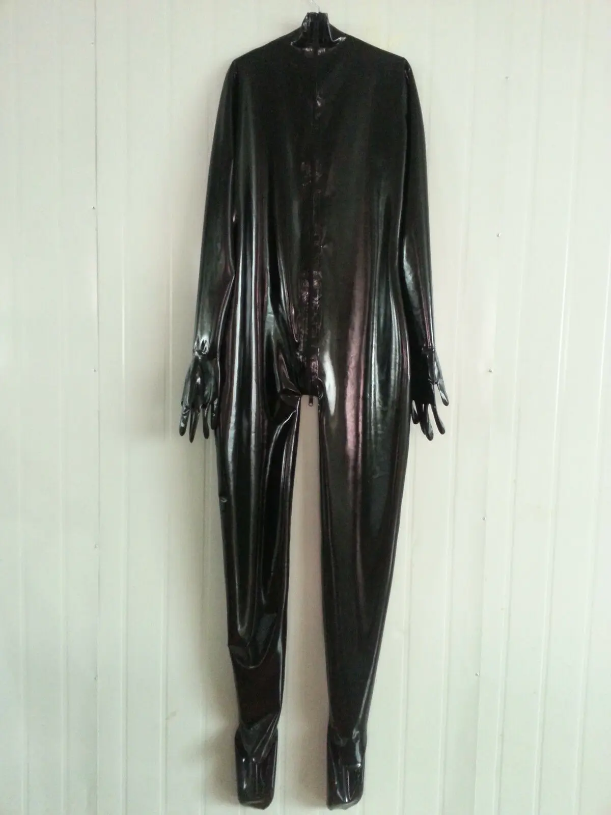 المطاط اللاتكس Gummi Gummi Catsuit ، Anzug Zentai البدلة السوداء ، وحجم XS-XXL