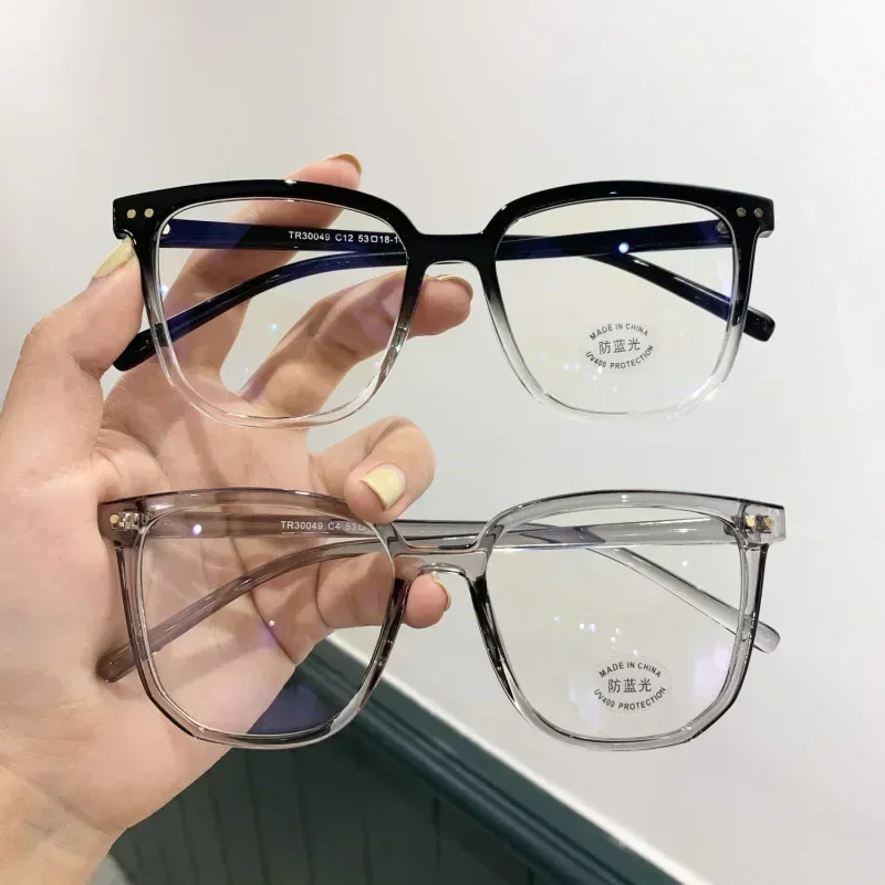 Korean Square Transparent Plain Glasses Women Men Irregular Finished Eyewear Blue Light Blocking Eye Protection Eyeglass