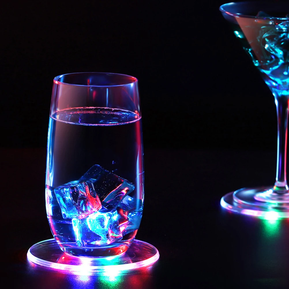 

LED Light Acrylic Coaster Wear Resistance Colorful Party Home Bar Hotel Unique Design Crystal Glass Mats