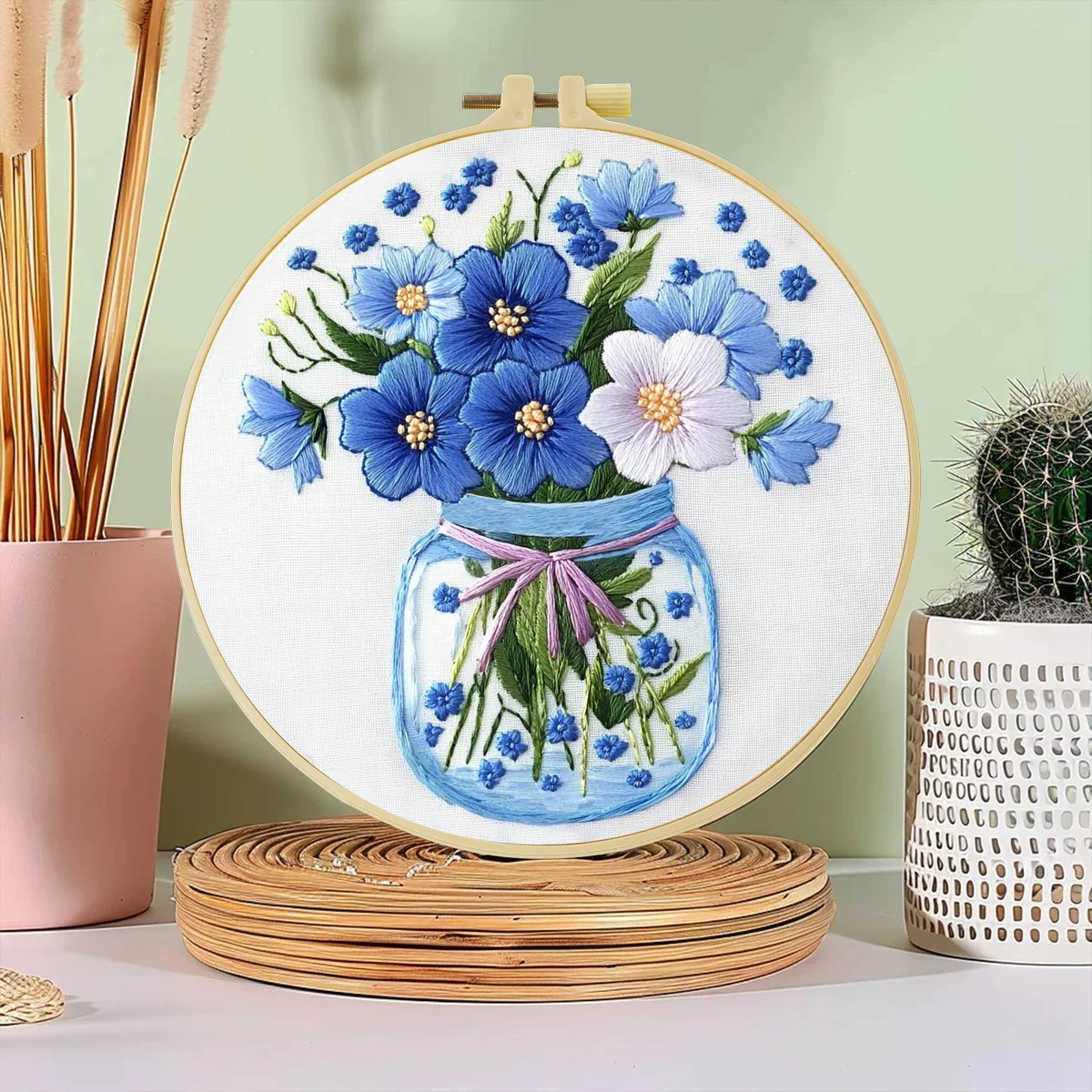 1 Stück 20X20CM/15X15CM 7,87/6,3 Zoll Stickerei-Starter-Kit DIY-Set Heimdekoration – Detail 1