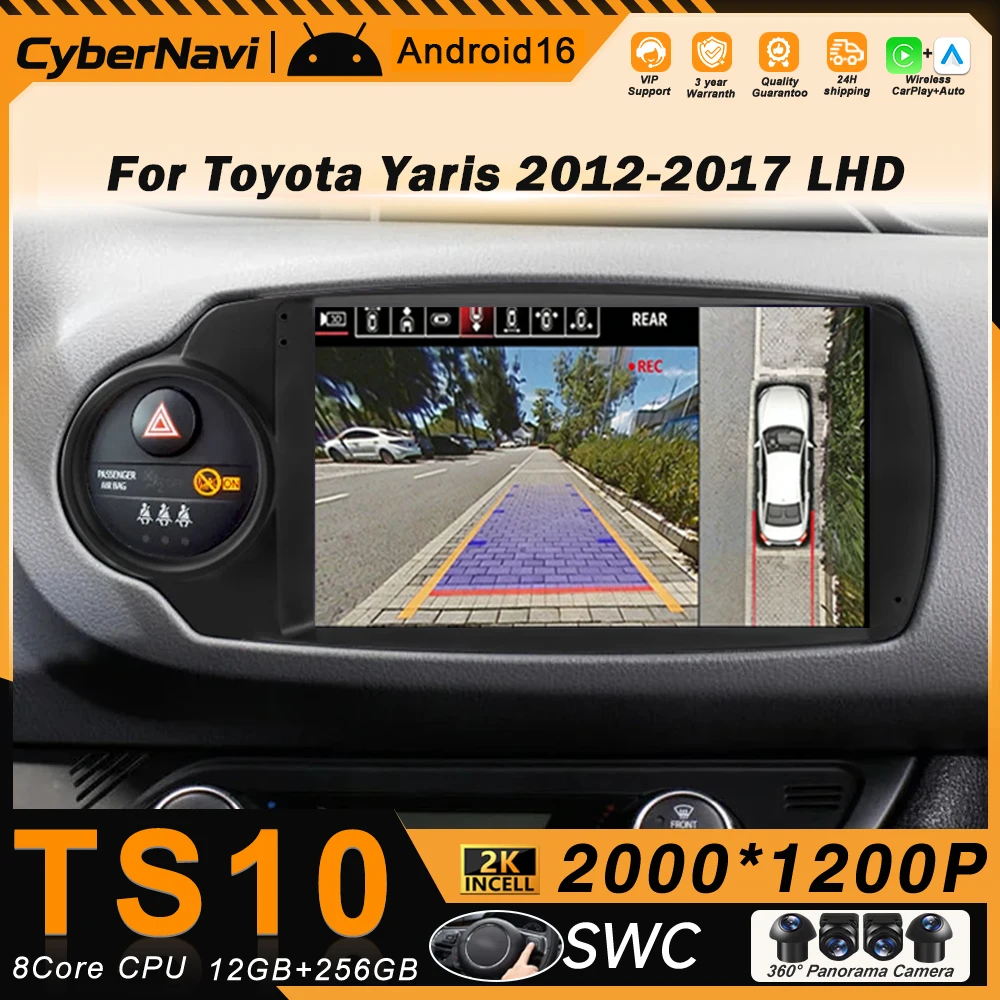 

Беспроводное автомобильное радио с CarPlay и Android Auto для Toyota Yaris 2012-2017, GPS-мультимедиа, 2 Din, GPS-навигация, SWC, QLED-экран, стереосистема