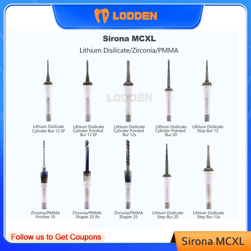 

Dental Lab Milling Burs Cutting Zirconia Lithium Disilicate PMMA for Sirona MCXL Machines Dentist Precision Tool Dental Material