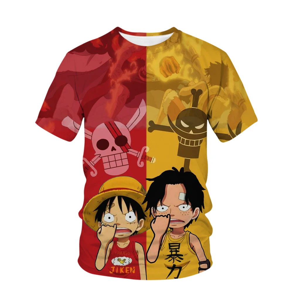

2025 New One Piece Children 3D Printed Cartoon T Shirt O-Neck Short Sleeve Luffy Sportswear Top 4-14T Boy Girl Cool T-shirts