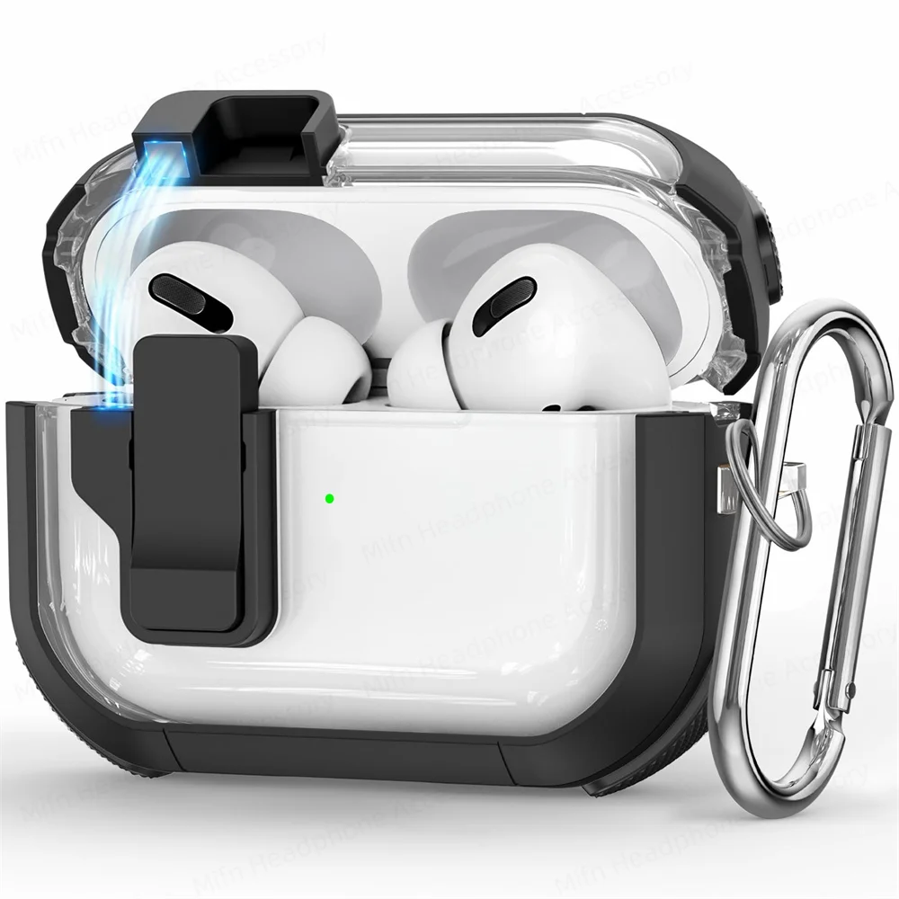 에어팟 프로 케이스 스위치 투명 헤드폰 케이스, 에어팟 프로 2 세대, 1 세대, 2023 2022/2019 용, 키체인 포함, 신제품