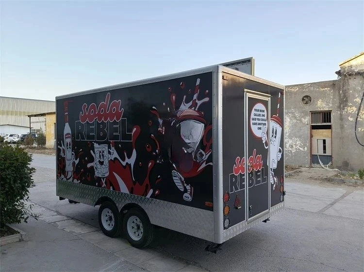 Custom 2-Axles 4-Wheels Mobile Bubble Tea Shop Fast Food Truck Towable Food Trailer