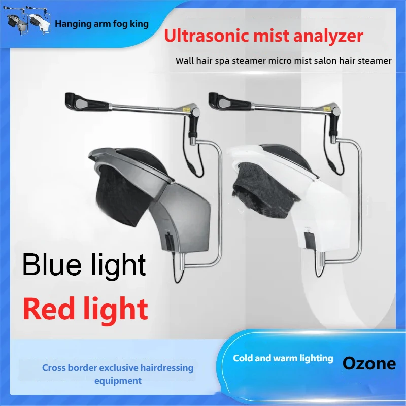 Professional Ozone Micro Mist Hair Steamer Salon Wall-mounted LED Light  Scalp Care Dye Perm Hooded  Steamer