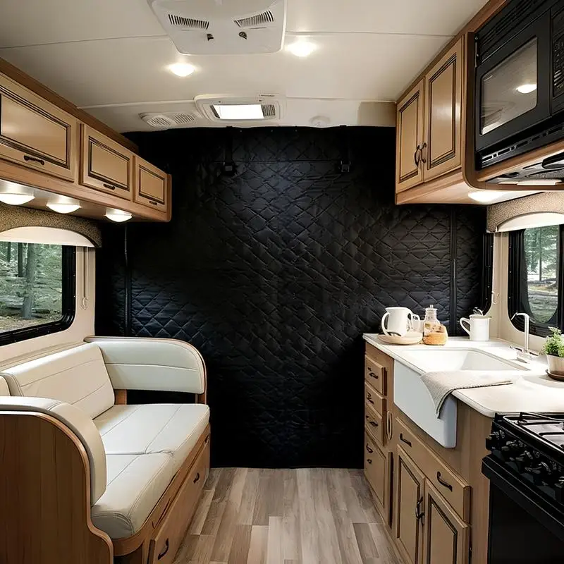 New Motorhome Caravan Quilted Blackout Thermal Cab Divider For Fiat Ducato Peugeot Boxer Citroen Relay 2006+ Ram Promaster