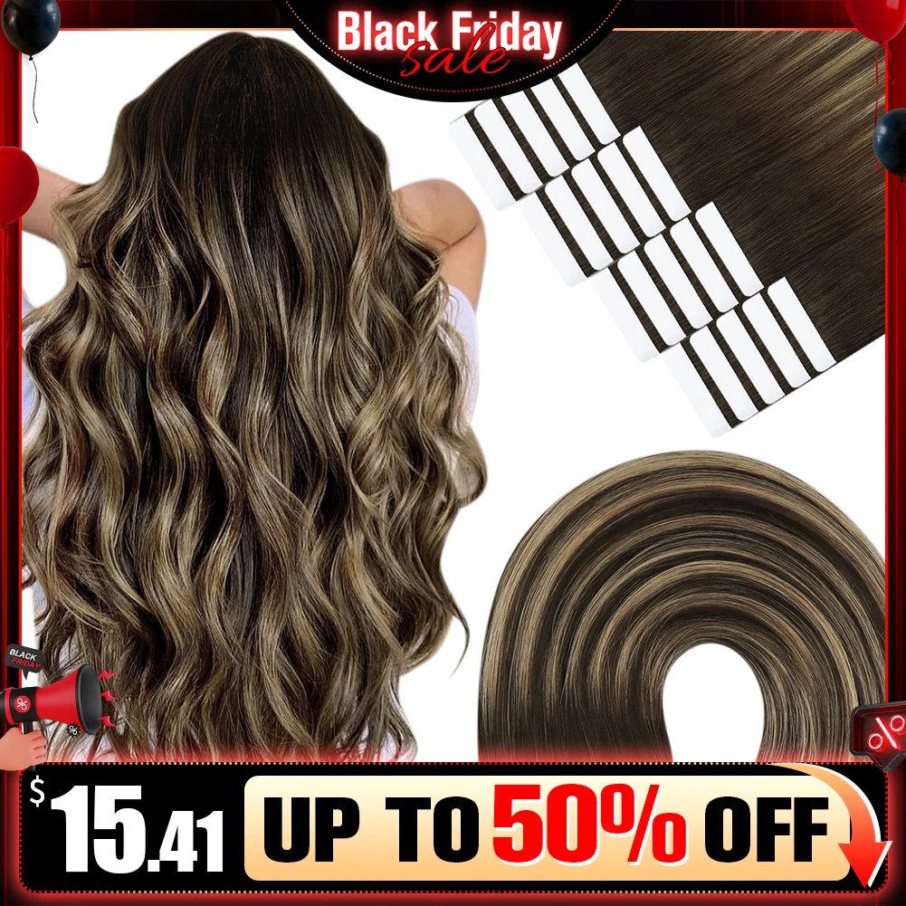 YoungSee Tape in Hair Extensions Human Hair Straight Seamless Skin Weft 100% Human Hair Tape in 12-24 Inch