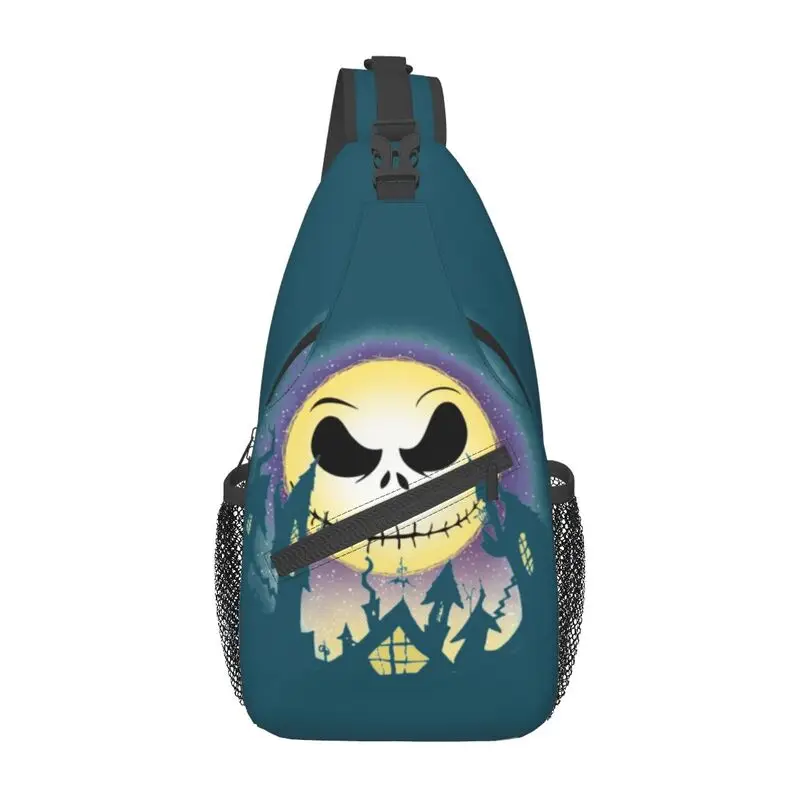 Halloween Skull Jack Sling Chest Crossbody Bag Men Casual Tim Burton Christmas Horror Movie Shoulder Backpack for Traveling