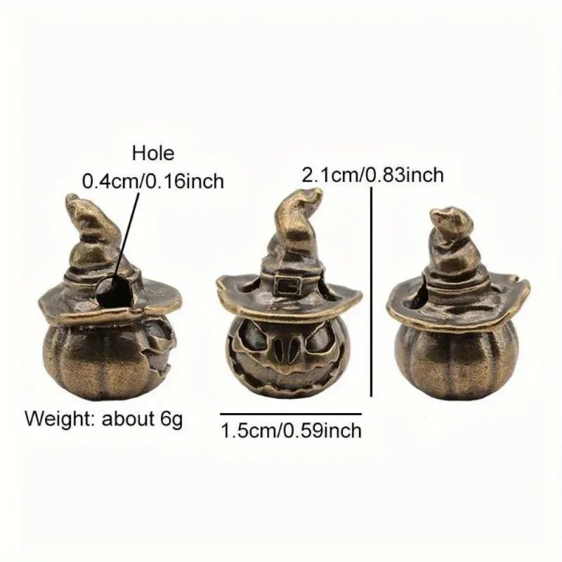 Pumpkin Wizard Brass Knife Beads EDC DIY Paracord Woven Bracelets Lanyard Key Chain Pendants Accessories Outdoor Tool