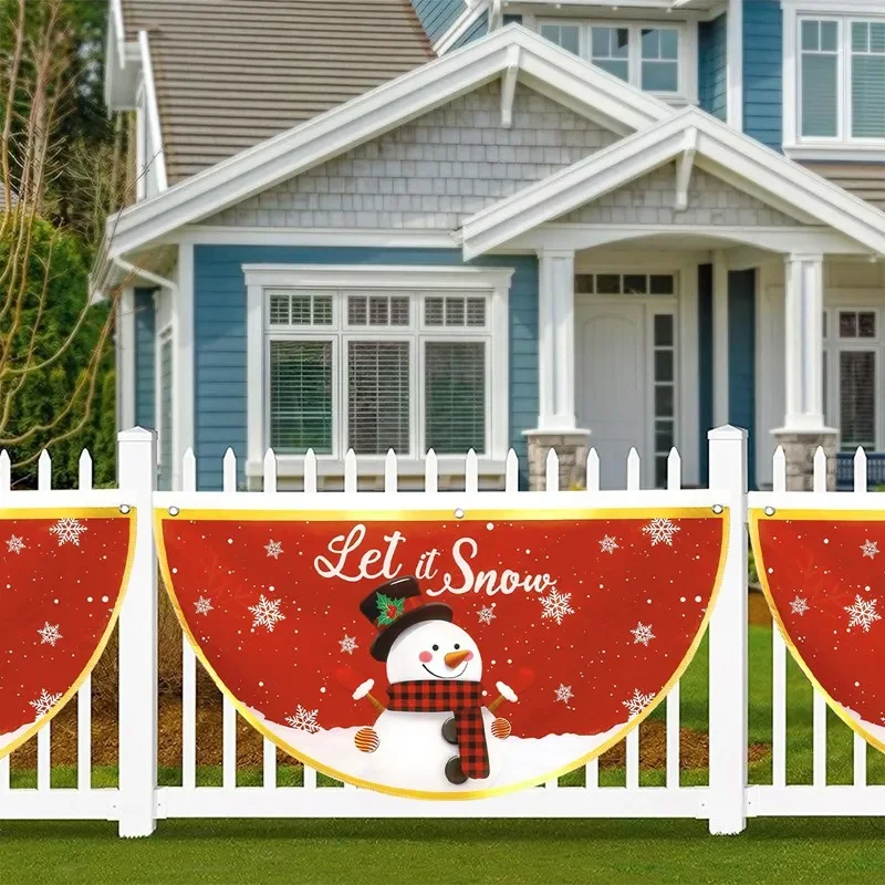 Christmas Fan-shaped Flag Outdoor Banner Christmas Decorations for Home 2024 Xmas Bunting Flag Navidad Natal Gifts New Year 2025