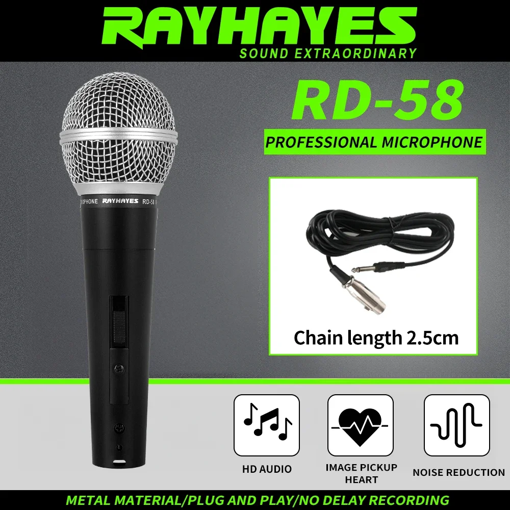 

RAYAHYES RD-58 Professional Dynamic Microphone with Metal Shockproof Mesh Suitable for Karaoke and Outdoor Performances