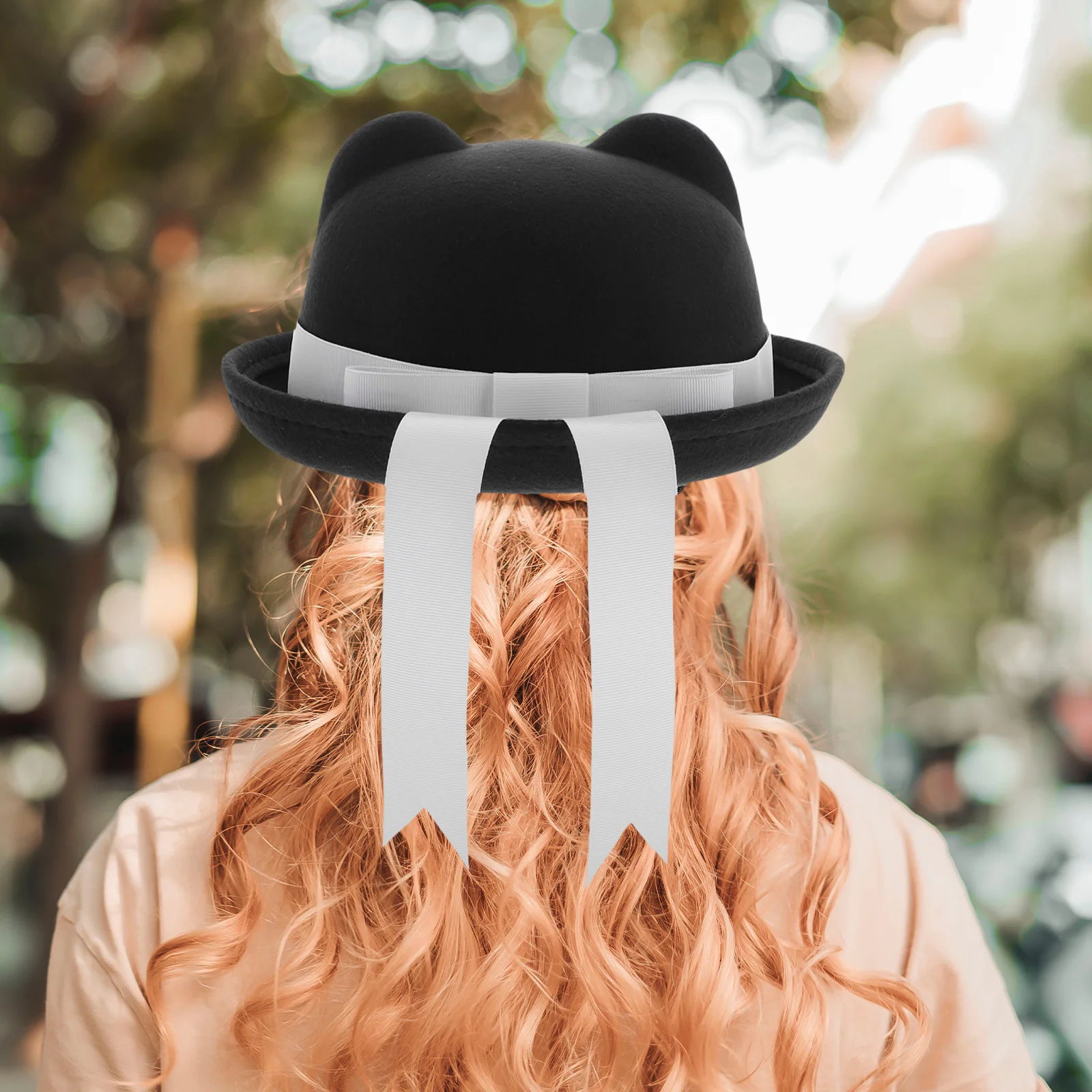 

Plaid Wool Beret with Cat Ear and Bow Design Adjustable School Costume Accessory Hat for Women Adult Top Hat Cute Bows for Hair