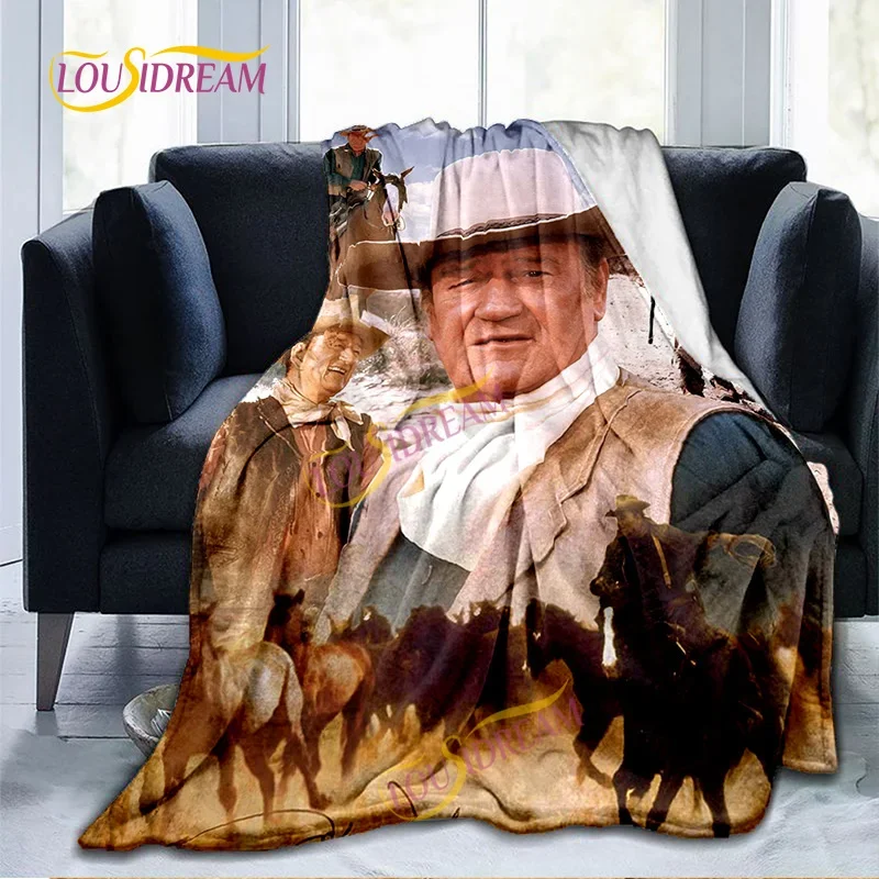 John Wayne Blanket Super Soft 3D Printed Famous Cowboy Actor John Wayne Flannel Blanket Home Bedroom Washable Warm Lazy Blanket