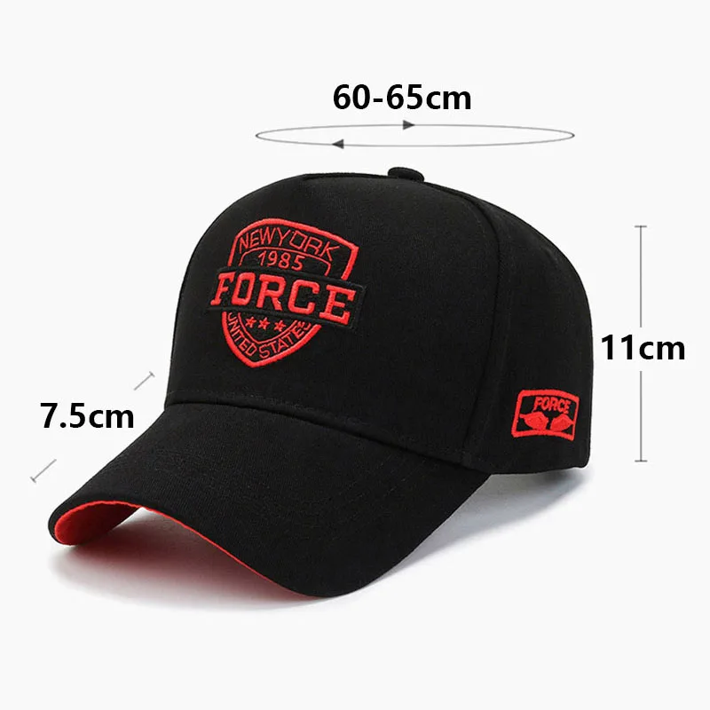 2022 Spring Autumn Men FORCE Letter Large Baseball Cap Women Summer Snapback Kpop Golf Hat Male For Sports Breathable Extra C24