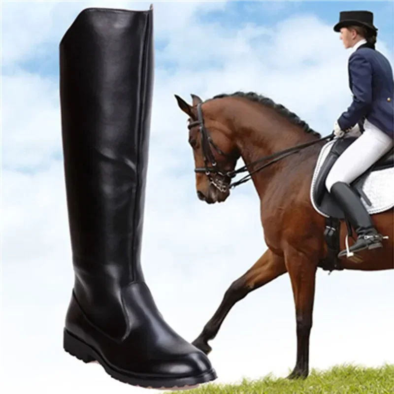 Top Quality New 2024 Fall Winter Knee High Long Boots Men\'s Waterproof Leather Knight Motorcycle Boots Male Shoes Black