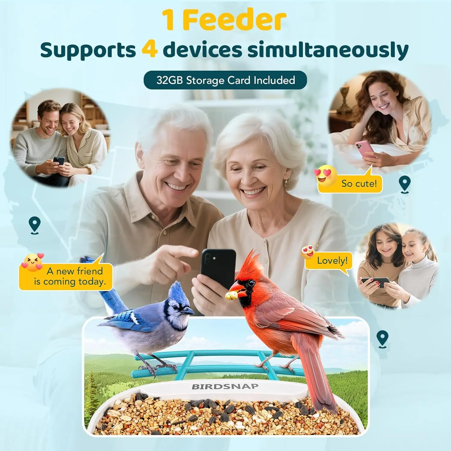 كاميرا تغذية الطيور بدقة 2K عالية الدقة مع لوحة شمسية، وبطاقة 32 جيجابايت، وتحديد الذكاء الاصطناعي والإشعار التلقائي، هدية مثالية لمحبي الطيور