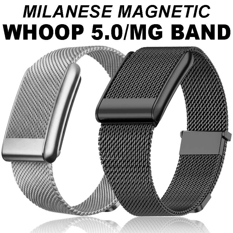Double Magnetic Milanese Watch Band For Whoop 5.0 / ECG Accessorie Metal Bracelet Stainless Steel Replacement Wrist Strap