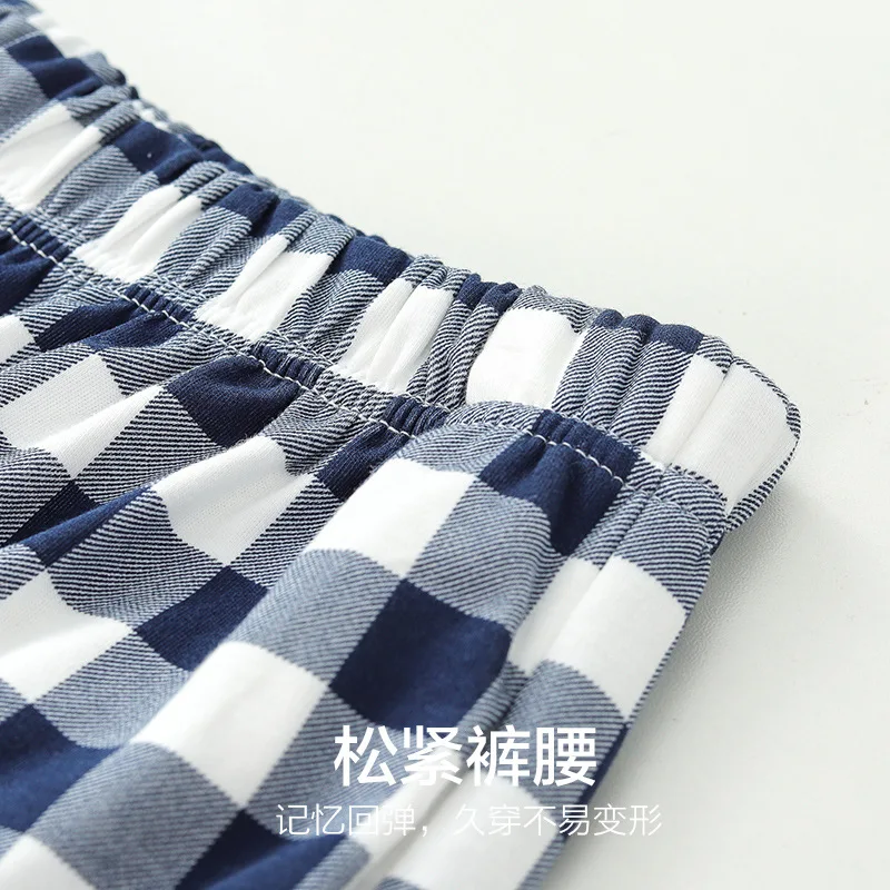 Cotton Plaid Large Size Pajama Pants Woman Blue Elastic Waist Pajama Trousers Soft Breathable Home Wear Sleeping Pants Winter