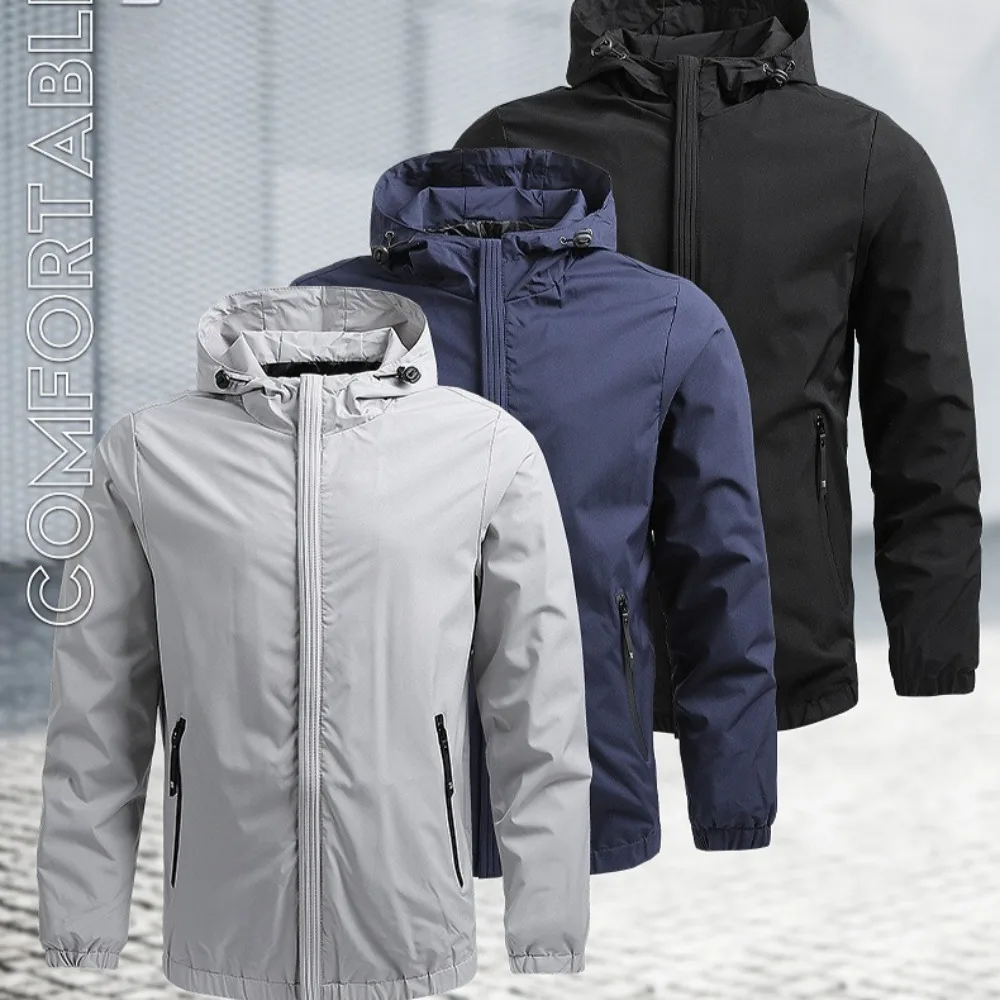 

Мужская легкая бейсбольная куртка, повседневная ветровка на молнии с капюшоном, воротник-стойка, осенне-осенняя верхняя одежда, пальто