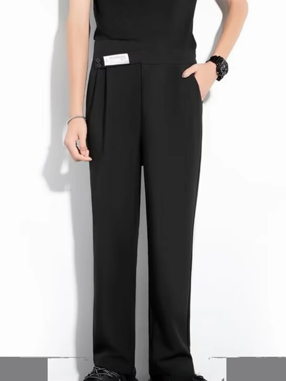 

Ice Silk Men's Summer Thin Straight Leg Floor-Length Pants Dra Loose Casual Suit Long Trousers Comfortable Breathable