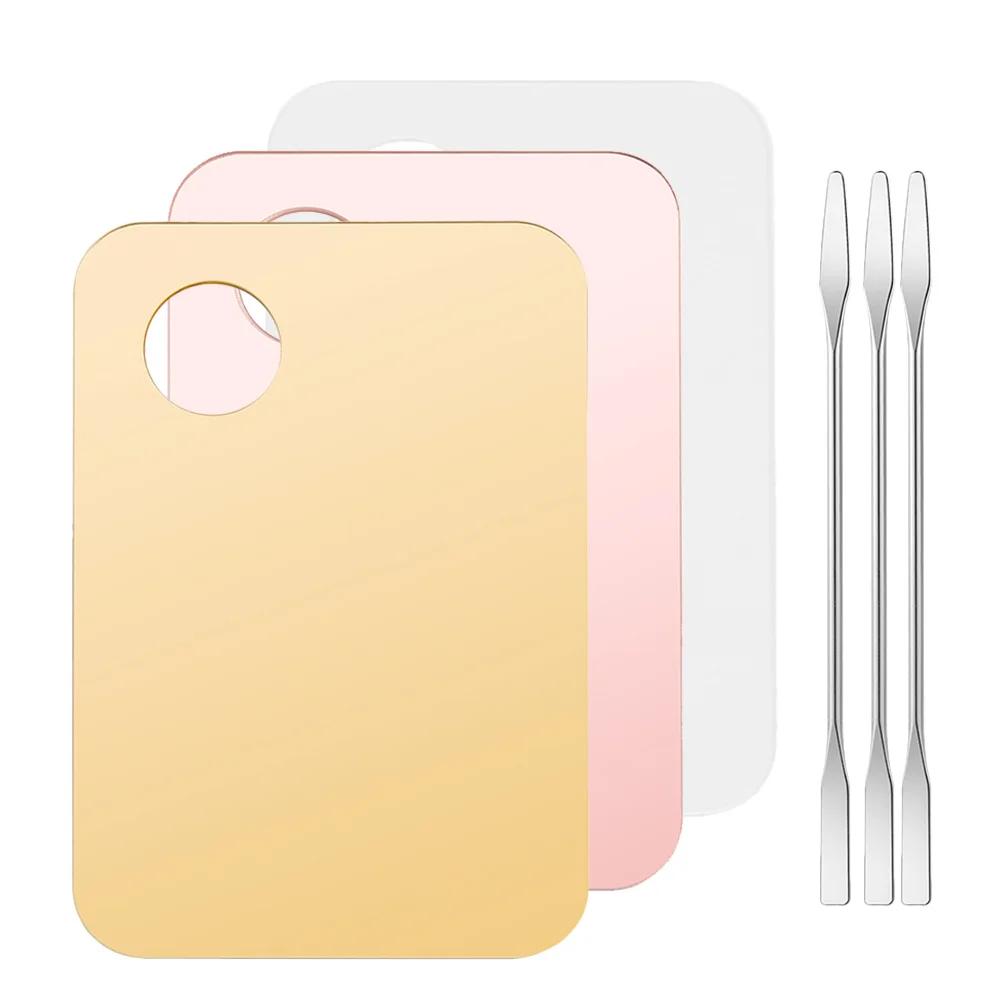 3 set tavolozza per miscelazione trucco con spatole per miscelazione fondotinta strumento per miscelare colori piatto per cosmetici piatto per trucco