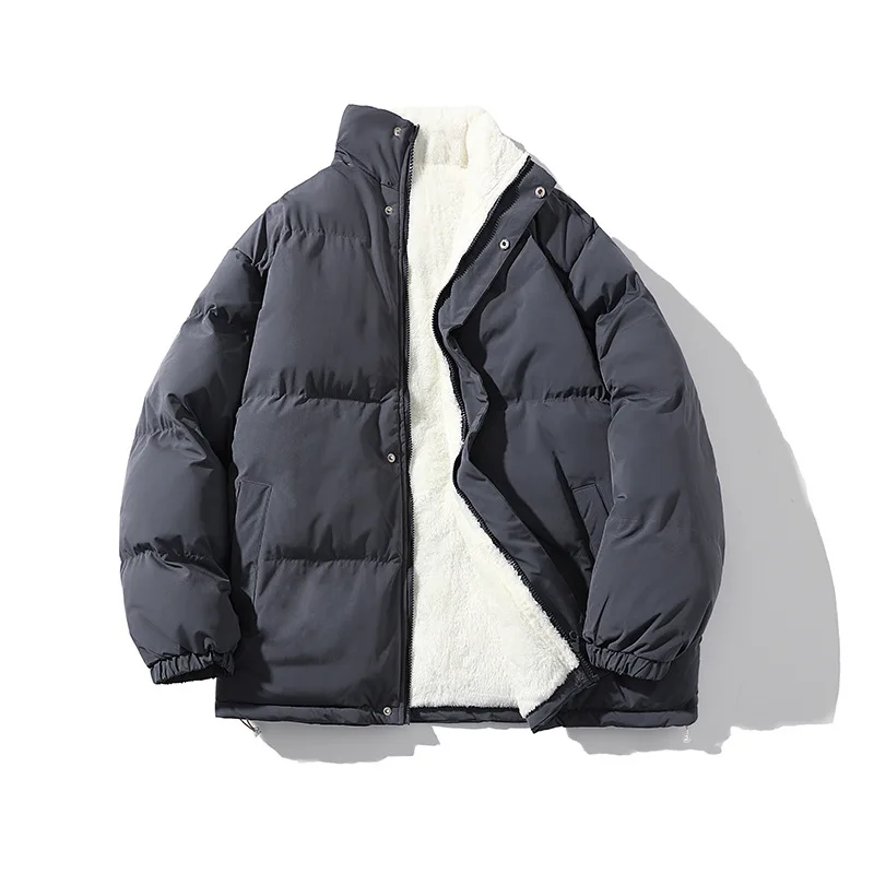 

Men's Solid Color Simple Basic Daily Casual Trendy Loose Stand Collar Long Sleeve Quilted Coat Male Winter Fashion Parka Clothes