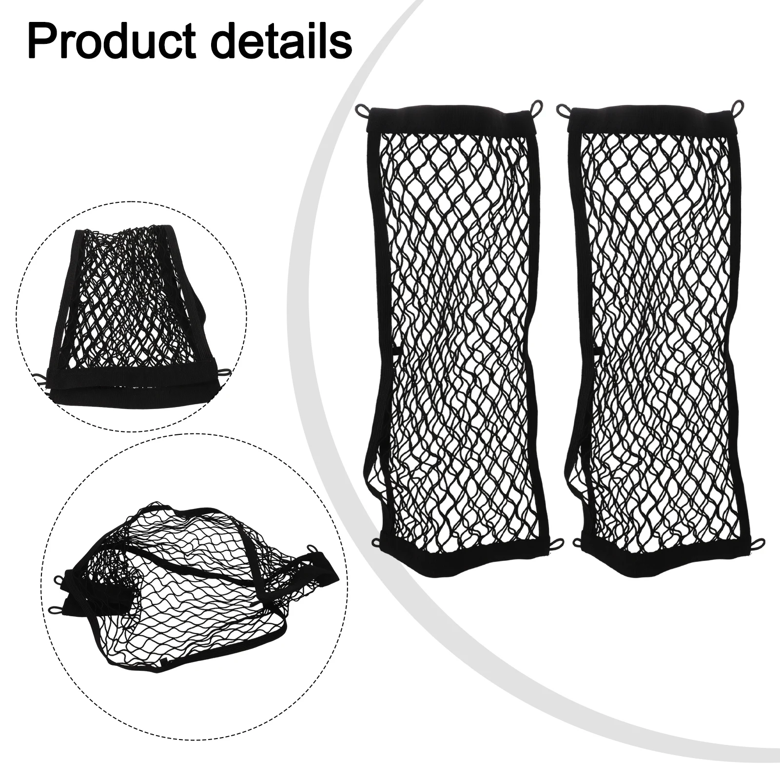 High Quality Useful Brand New Storage Net Pocket Replacement 2pcs Black Boat Cargo Net Fittings Organizer High