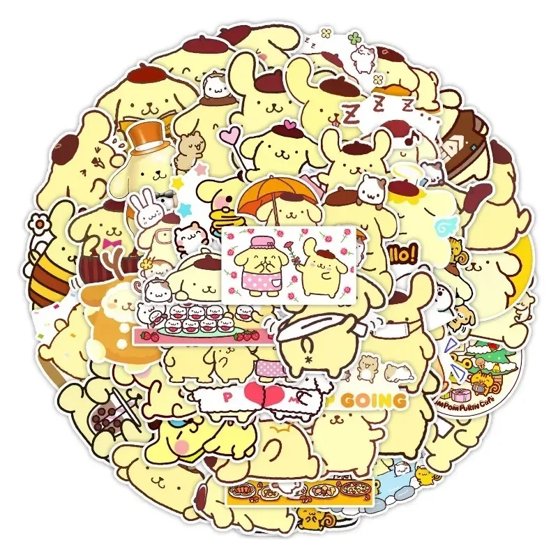 50/100 Sanrio Stickers Sketchbook Cute Sticky Sticker Kawaii Diary Decoration Hello Kitty Stationery Cinnamoroll Children's Kids