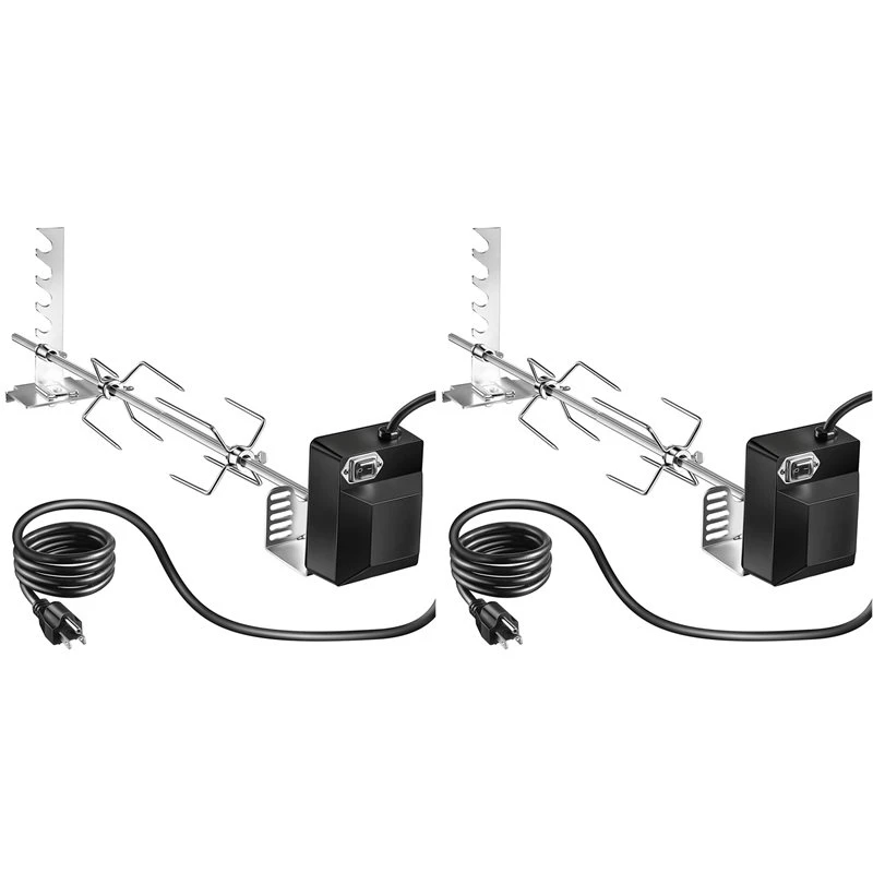 AC62-2X Rotisserie Grill Kit Universal With 71.12Cm Spray Rod Complete Bracket And Universal Grill Fixing Screws-US Plug