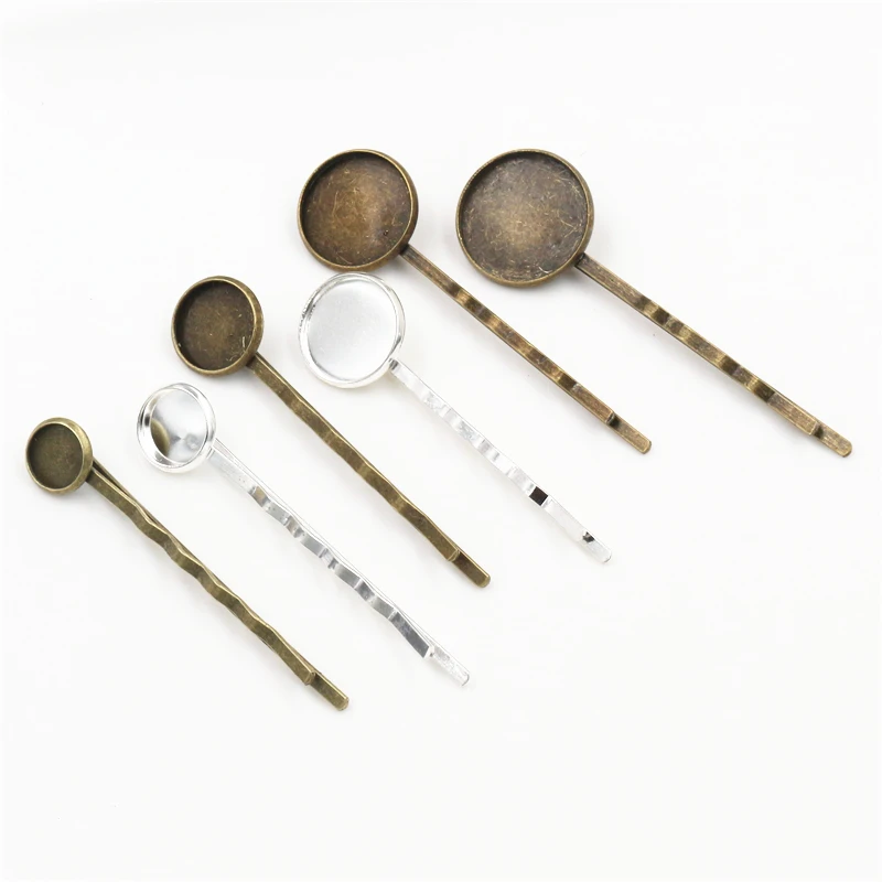 8 10 12 14 16 18 20mm 10pcs High Quality  Bronze Plated Copper Material Hairpin Hair Clips Hairpin Base Setting Cabochon Cameo