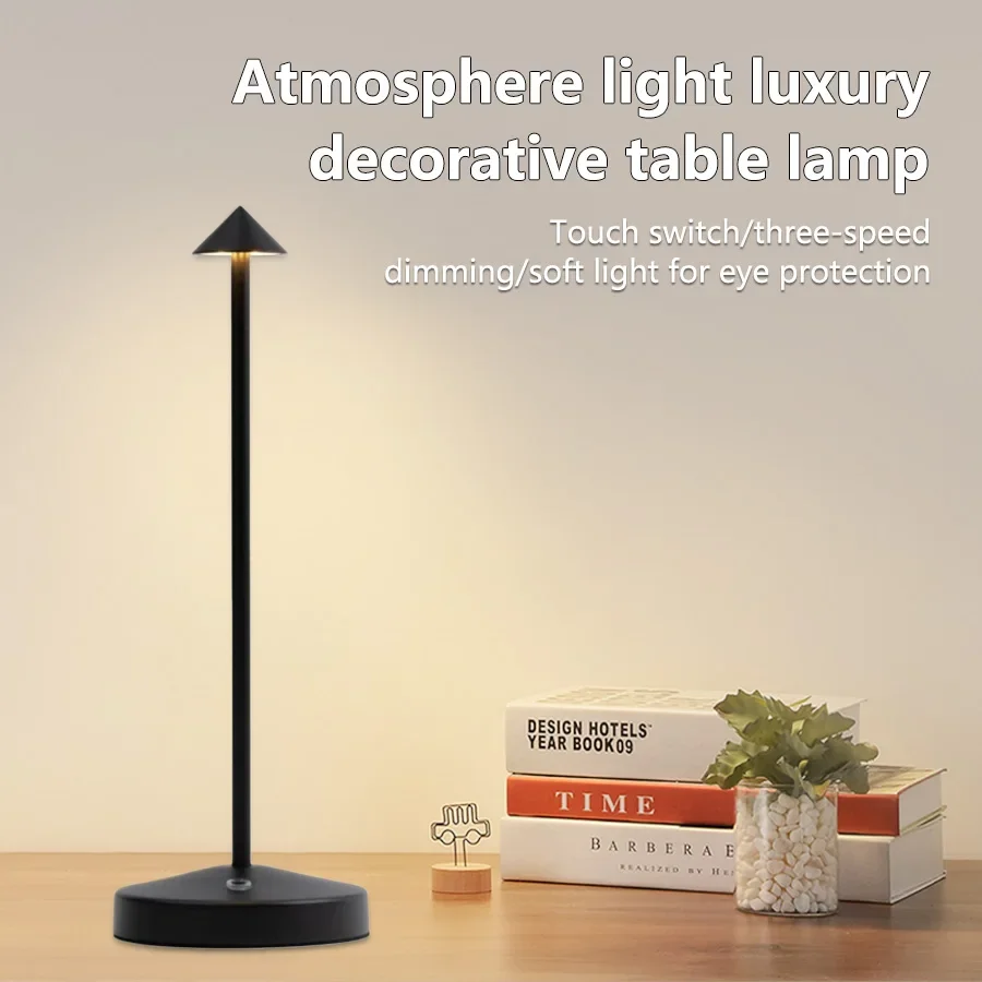 

LED Table Lamp Rechargeable Touch Sensor Cordless Desk Lamp 3 Colors Bedside Creative Ambient Light Bar Room Decor Night Light