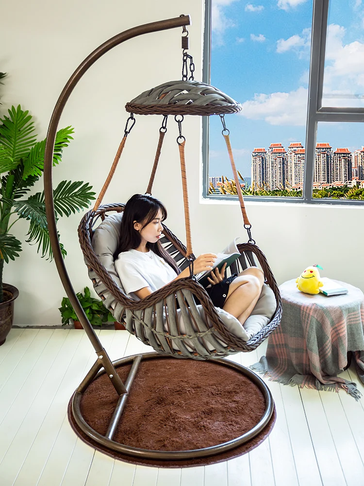 

Hanging basket cradle Rattan chair balcony hanging chair Home indoor swing net red Bird's nest living room hanging orchid chair