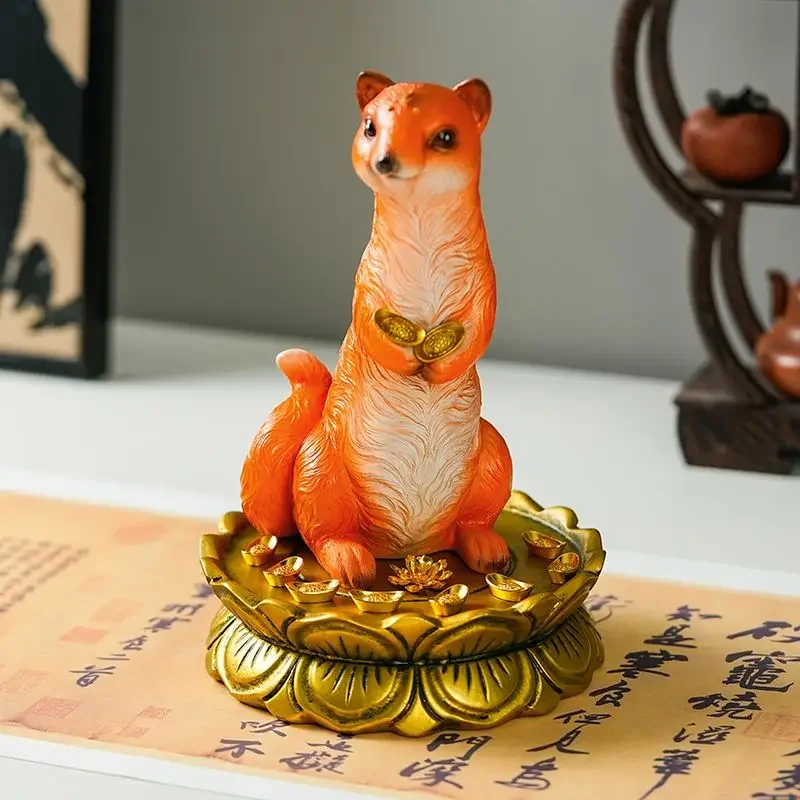 Wong Tai Sin Ornament Weasel Statue Buddha Hall Entrance Lucky Transfer Tabletop Living Room Ornaments Gifts